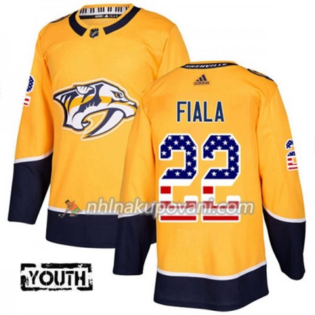 Nashville Predators Dresy Kevin Fiala 22 2017-2018 USA Flag Fashion Zlatá Adidas Authentic - Dětské